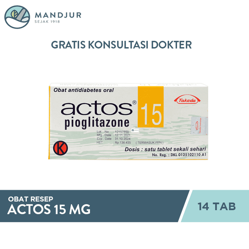 Actos 15 Mg 14 Tablet - Apotek Mandjur