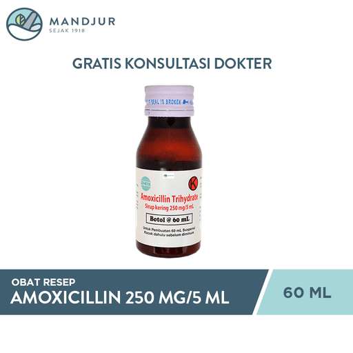 Amoxicillin Dry Sirup 250 mg/5 ml 60 ml - Apotek Mandjur