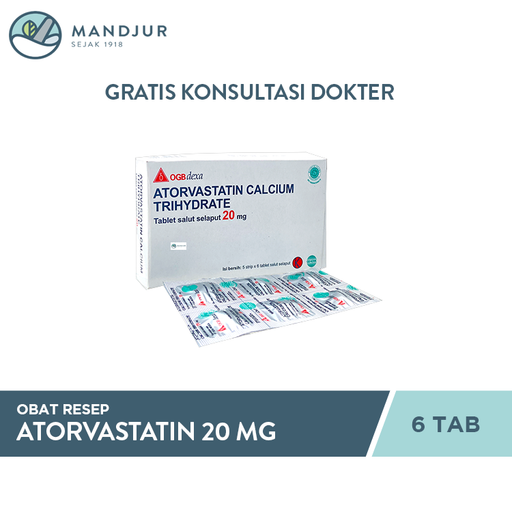Atorvastatin 20 mg 6 Tablet - Apotek Mandjur