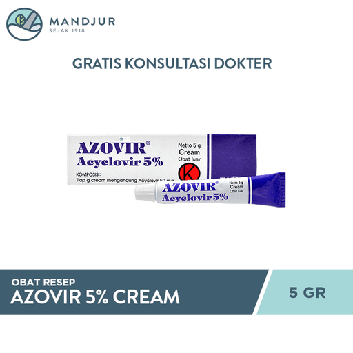 Azovir 5% Cream 5 G - Apotek Mandjur
