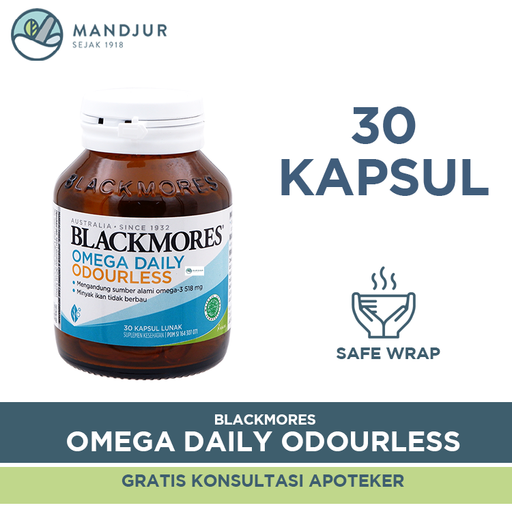 Blackmores Omega Daily Odourless 30 Kapsul Lunak - Apotek Mandjur