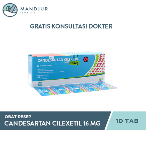 Candesartan Cilexetil 16 mg Strip 10 Tablet - Apotek Mandjur