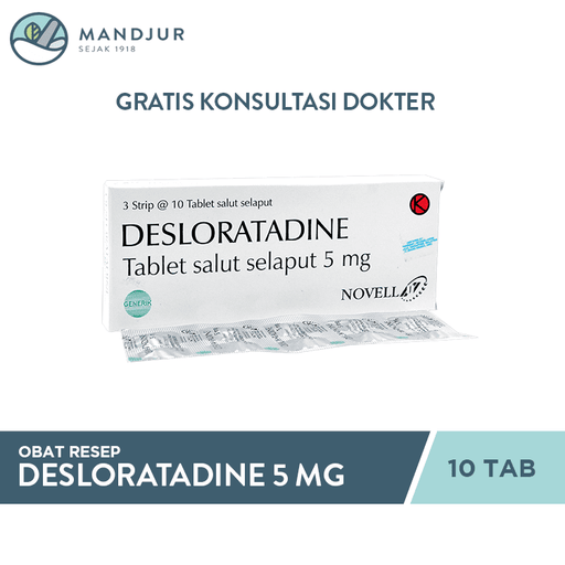 Desloratadine 5 mg 10 Tablet - Apotek Mandjur