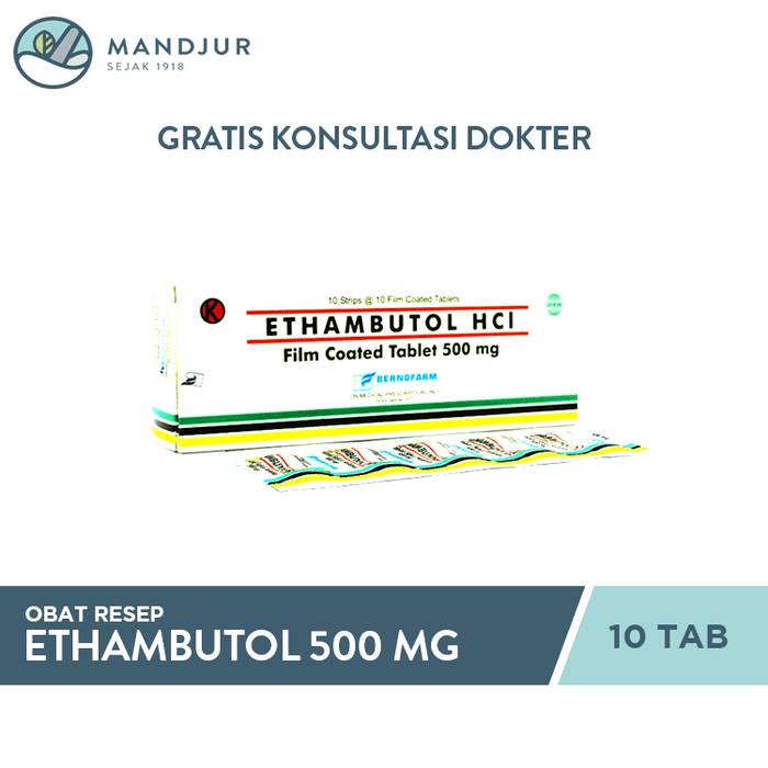 Ethambutol 500 mg Strip 10 Tablet - Apotek Mandjur
