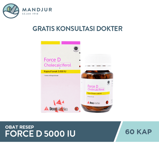 Force D Vitamin D3 5000 IU 60 Kapsul Lunak - Apotek Mandjur