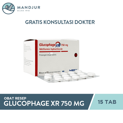 Glucophage XR 750 Mg 15 Tablet - Apotek Mandjur