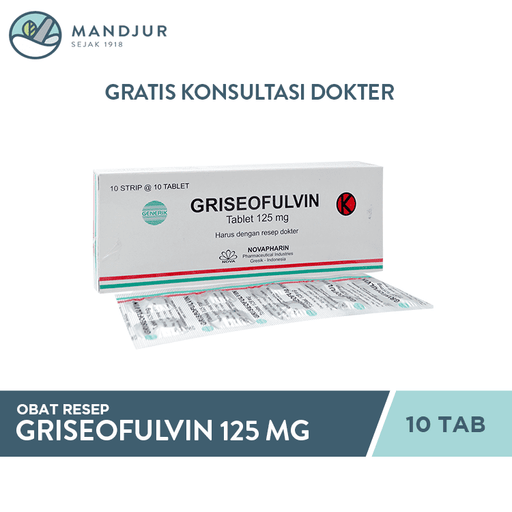 Griseofulvin 125mg 10 Tablet - Apotek Mandjur