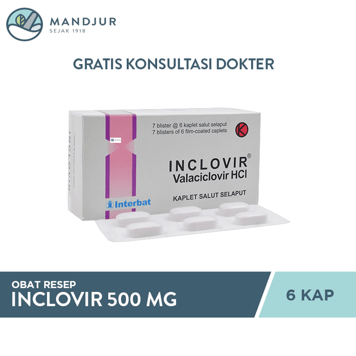 Inclovir 500 mg 6 Kaplet - Apotek Mandjur