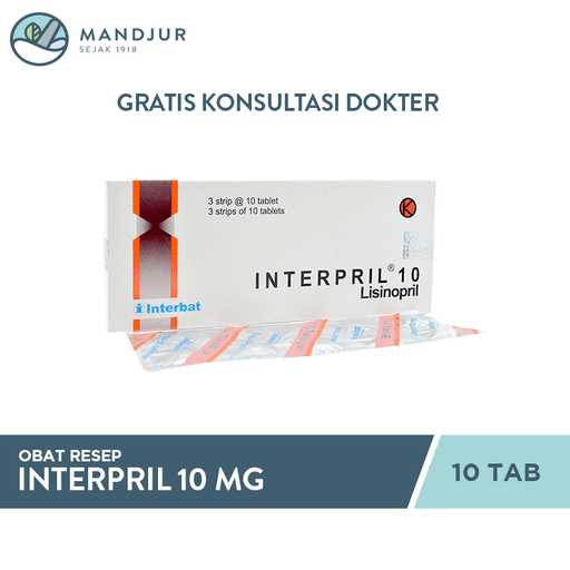 Interpril 10 mg 10 Tablet - Apotek Mandjur