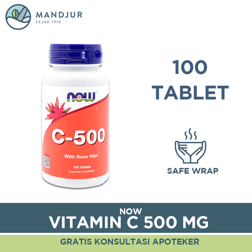 NOW Vitamin C 500 Mg 100 Tablet - Apotek Mandjur