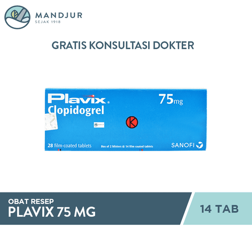 Plavix 75 Mg 14 Tablet - Apotek Mandjur