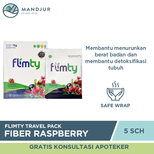 Flimty Fiber Raspberry Travel Pack 5 Sachet - Apotek Mandjur