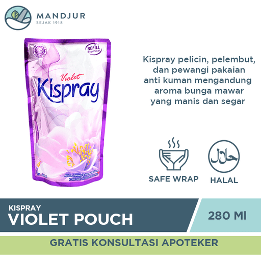 Kispray Pewangi dan Pelembut Refill Pouch Violet 280 mL - Apotek Mandjur