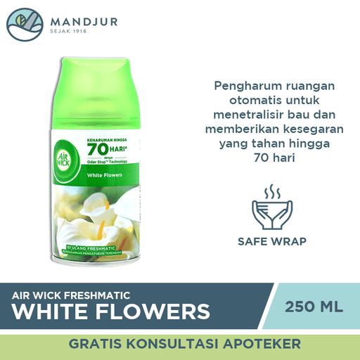 Air Wick Pengharum Ruangan Otomatis Refill White Flower 250 ML - Apotek Mandjur