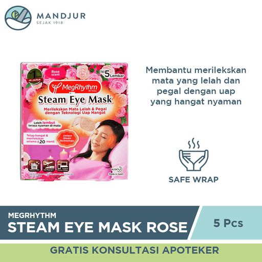 MegRhythm Steam Eye Mask Rose Scent 5 Pcs - Apotek Mandjur
