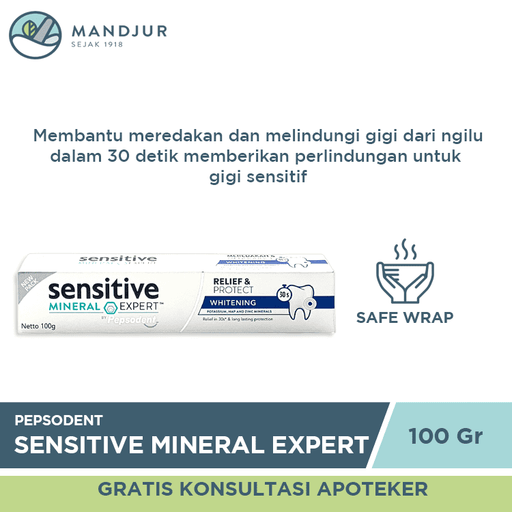 Pepsodent Sensitive Mineral Expert Whitening 100 Gr - Apotek Mandjur