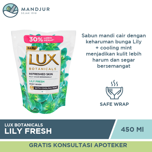 Lux Botanicals Sabun Mandi Cair Lily Fresh Refill 450 ML - Apotek Mandjur