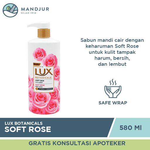 Lux Botanicals Sabun Mandi Cair Soft Rose 580 ML - Apotek Mandjur