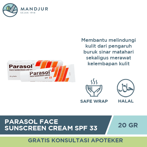 Parasol Face Sunscreen Cream SPF 33 20 Gr - Apotek Mandjur