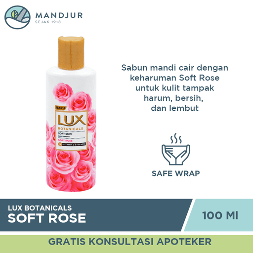 Lux Botanicals Sabun Mandi Cair Soft Rose 100 ML - Apotek Mandjur