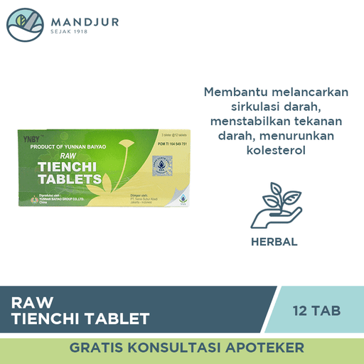 Raw Tienchi Tablets (Saras Subur Abadi) - Apotek Mandjur