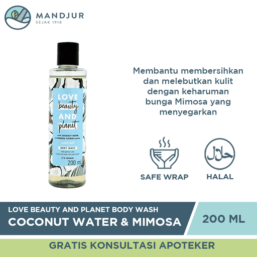 Love Beauty And Planet Body Wash Coconut Water & Mimosa Flower 200 ML - Apotek Mandjur