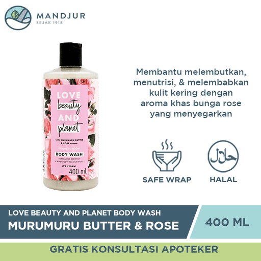Love Beauty And Planet Body Wash Murumuru Butter & Rose 400 ML - Apotek Mandjur