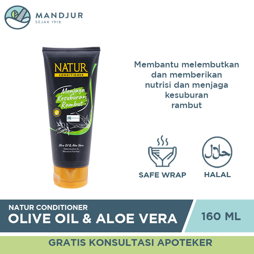 Natur Hair Conditioner Olive Oil And Aloe Vera 165 ML - Apotek Mandjur