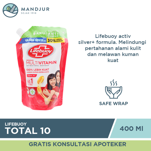 Lifebuoy Sabun Mandi Cair Refill Total 10 400 ML - Apotek Mandjur
