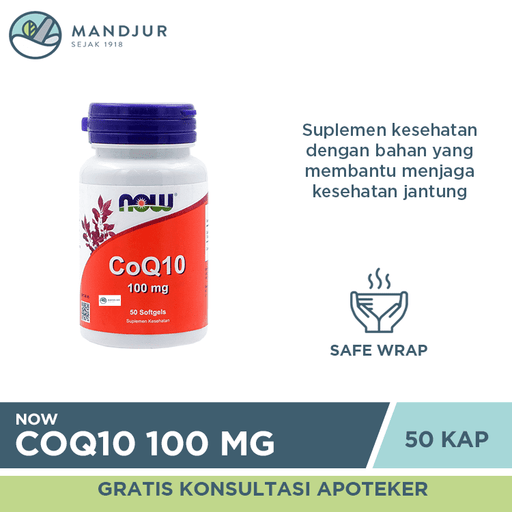 NOW COQ10 100 Mg 50 Softgels - Apotek Mandjur