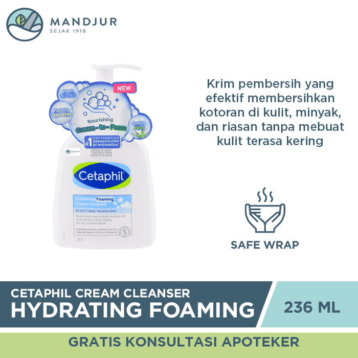 Cetaphil Hydrating Foaming Cream Cleanser 236 mL - Apotek Mandjur