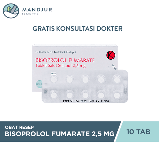 Bisoprolol Fumarate Novell 2.5 mg 10 Tablet - Apotek Mandjur
