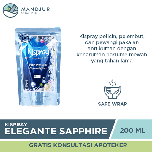 Kispray Pewangi dan Pelembut Refill Pouch Elegante Sapphire 200 mL - Apotek Mandjur