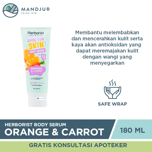 Herborist Juice For Skin Body Serum Orange & Carrot 180 mL - Apotek Mandjur