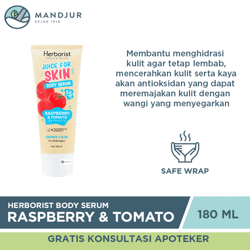 Herborist Juice For Skin Body Serum Raspberry & Tomato 180 mL - Apotek Mandjur