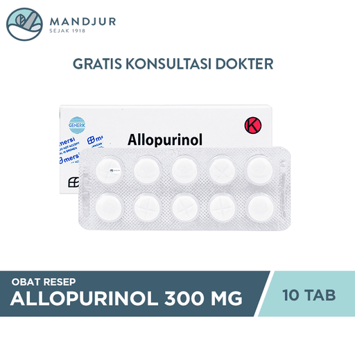 Allopurinol 300 mg Strip 10 Tablet - Apotek Mandjur