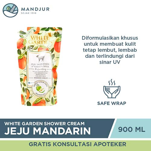 White Garden Shower Cream Refill 900 ml Jeju Mandarin - Apotek Mandjur