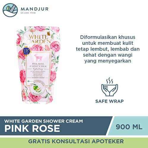 White Garden Shower Cream Refill 900 ml Pink Rose - Apotek Mandjur
