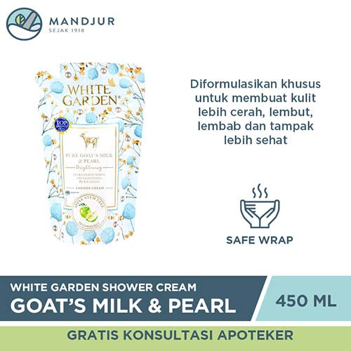 White Garden Shower Cream 450 ml Pure Goat's Milk & Pearl - Apotek Mandjur