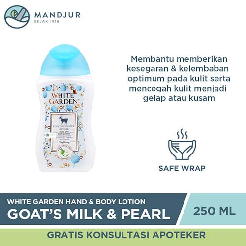 White Garden Hand & Body Lotion 250 ml Pure Goat's Milk & Pearl - Apotek Mandjur