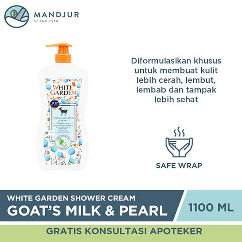 White Garden Shower Cream 1100 ml Pure Goat's Milk & Pearl - Apotek Mandjur