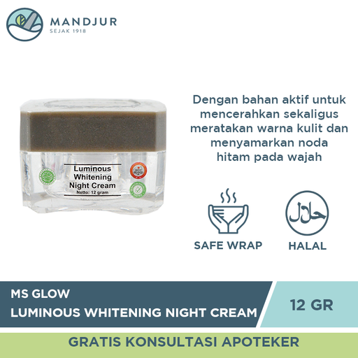 MS Glow Luminous Whitening Night Cream 12 Gr - Apotek Mandjur