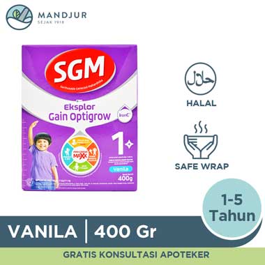 SGM Eksplor Gain Optigrow 1 Plus Vanilla 400 Gram - Apotek Mandjur