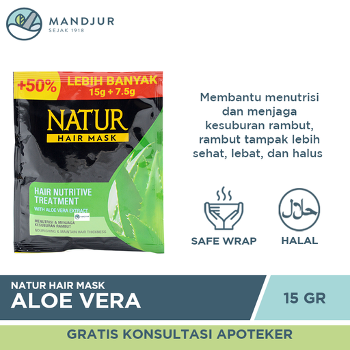 Natur Hair Mask Aloe Vera Extract Sachet 15 Gram - Apotek Mandjur