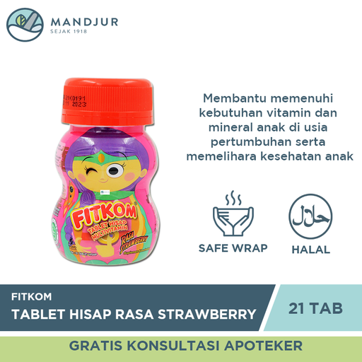 Fitkom Rasa Strawberry 21 Tablet - Apotek Mandjur