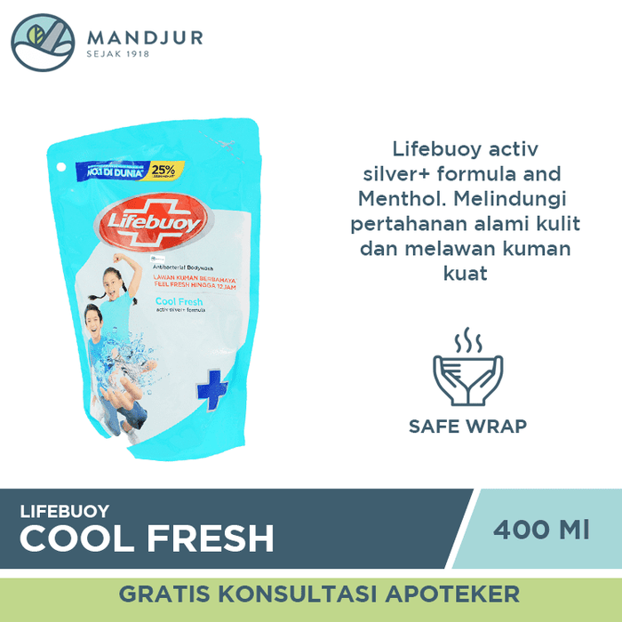 Lifebuoy Sabun Mandi Cair Refill Cool Fresh 400 ML - Apotek Mandjur