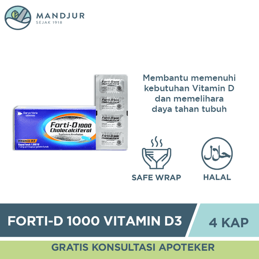 Forti-D 1000 Vitamin D3 4 Kapsul - Apotek Mandjur