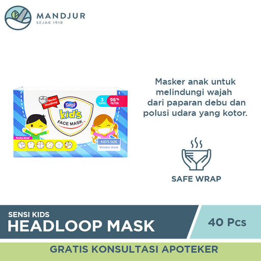Sensi Kids Face Mask Headloop Isi 40 Pcs - Apotek Mandjur