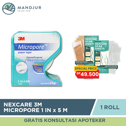 Plaster Roll 3M Nexcare Micropore 1 In X 5 M - Apotek Mandjur