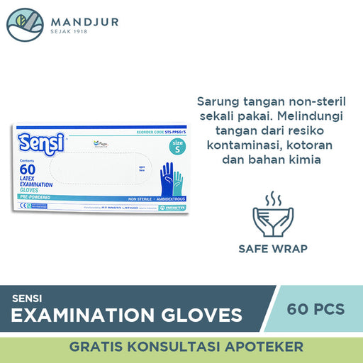 Sensi Latex Examination Gloves (Sarung Tangan Medis) Size S - Apotek Mandjur